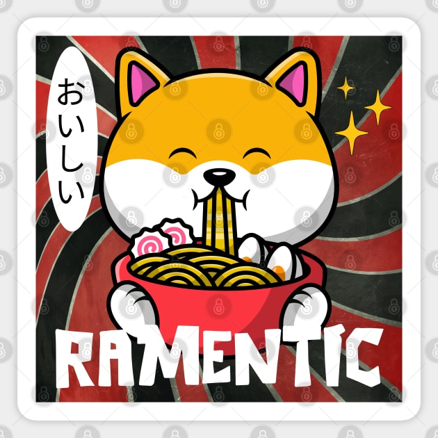 Cute Shiba Inu Dog Eating Ramen Sticker by ChasingTees